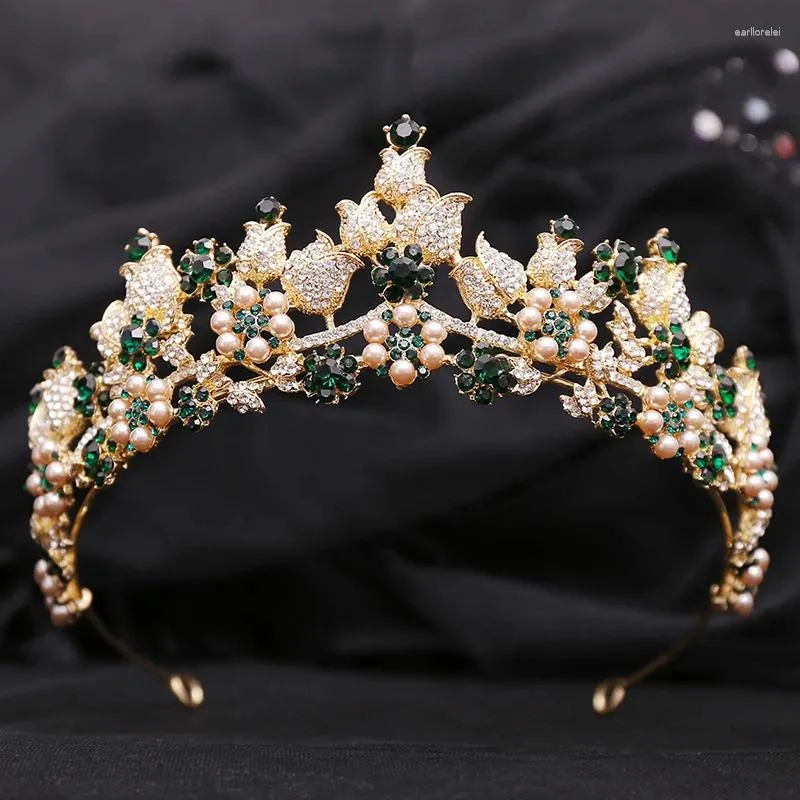 Haarspangen Mode Braut Krone Kopfschmuck Strass Kristall Perlen Blume Tiaras Braut Diadem Für Hochzeitskleid Schmuck Zubehör