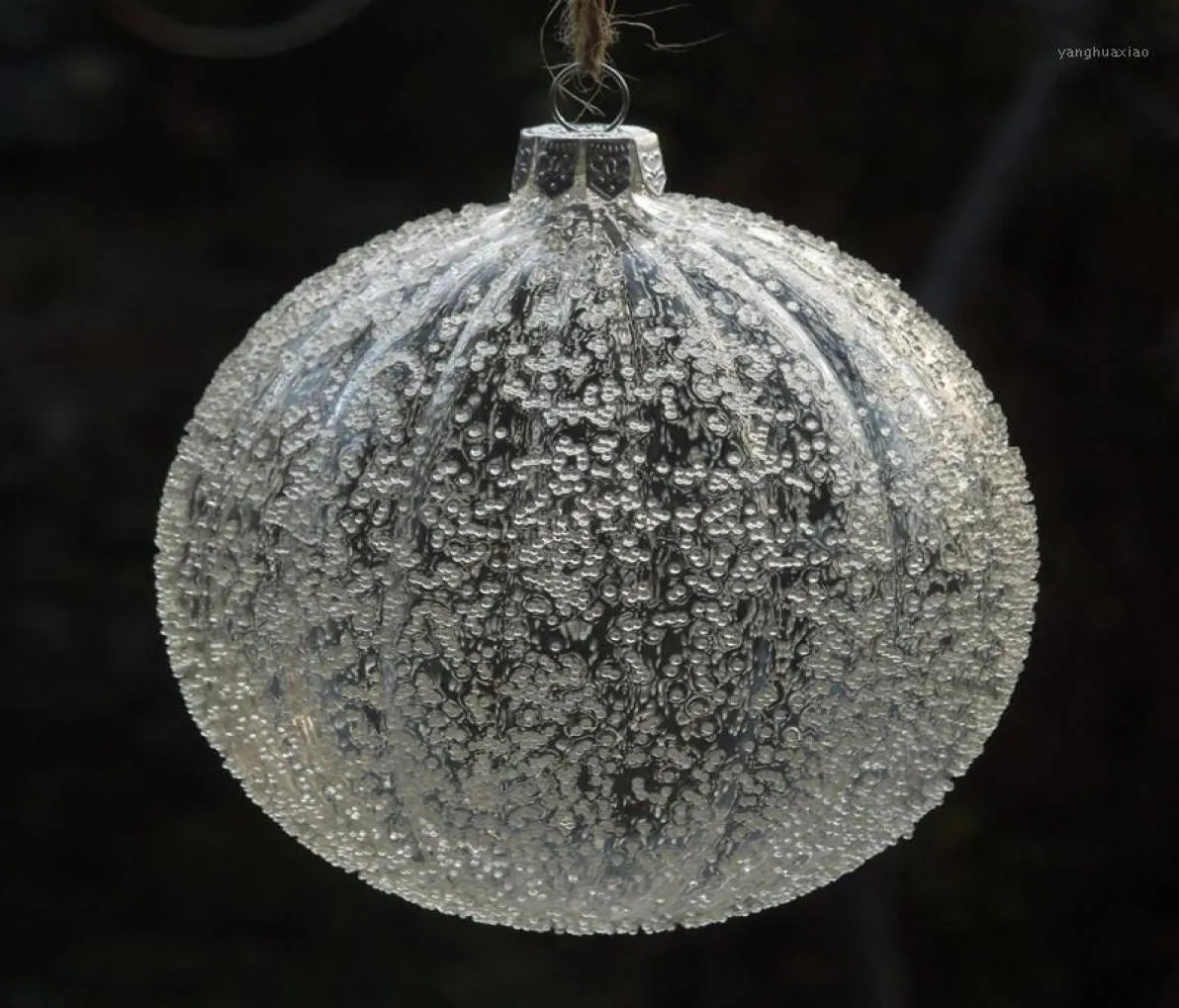 Juldekorationer diameter6cm randig glasboll transparent jordklot med chips trädhänge prydnad boll14770565