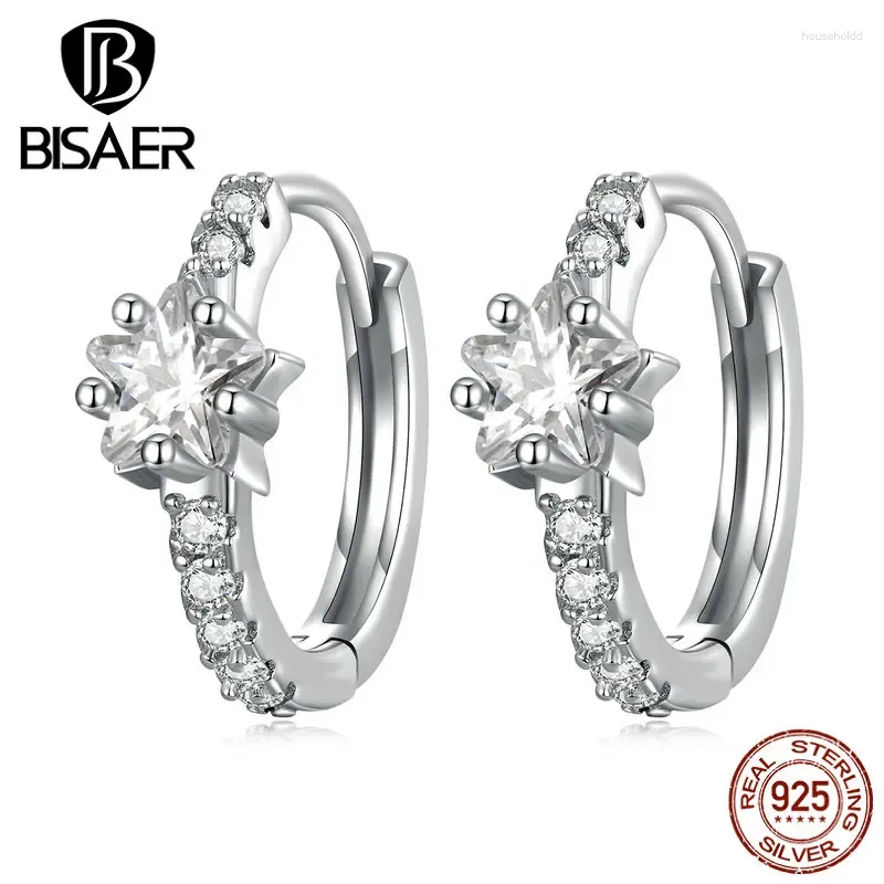 Boucles d'oreilles BISAER 925 en argent Sterling brillant étoile clips d'oreille plaqué platine pour les femmes fête conception originale bijoux fins cadeau EFE676