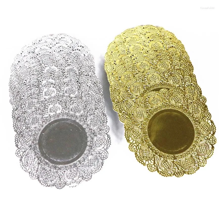 Table Mats 4.5inch Round Gold Cake Paper Doilies Embossed Lace Placemats Gift Decorative Kit 200pcs/lot