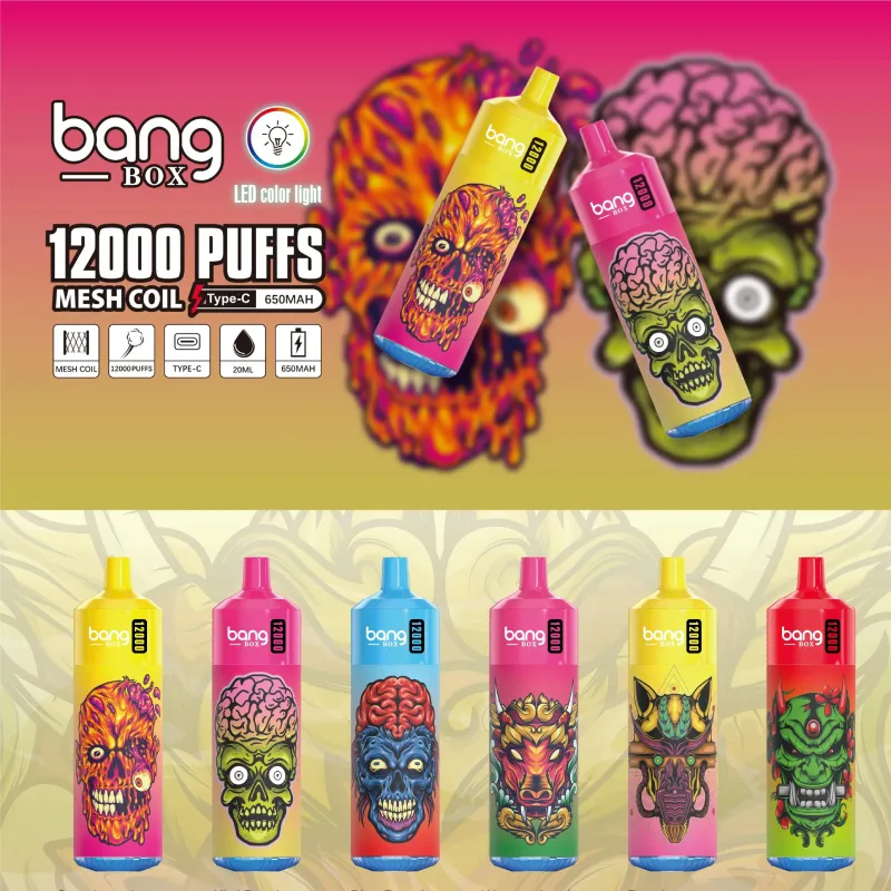 Original Bang box 12000 vapers puffs caneta vape descartável 12k puff vape bangbar 23ml cartuchos pré-carregados pod 650 mah bateria recarregável LED kit de cor clara