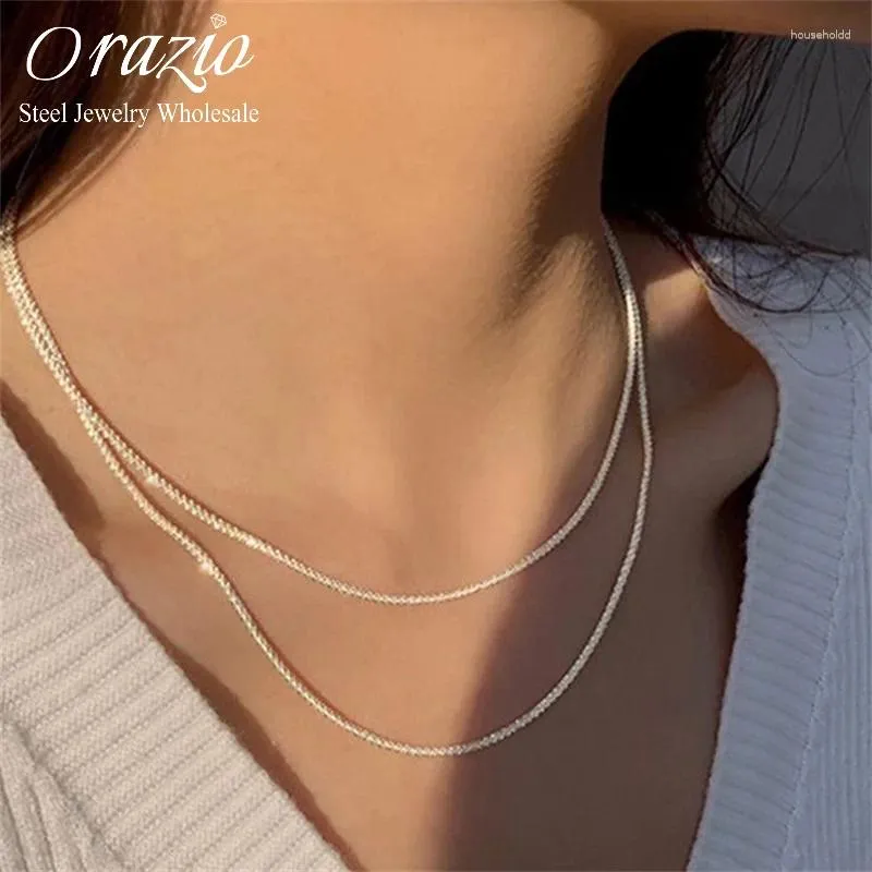 Collier ras du cou Orazio en acier inoxydable pour femmes, couleur or argent, chaîne de clavicule scintillante, mode coréenne, joli bijoux cadeau