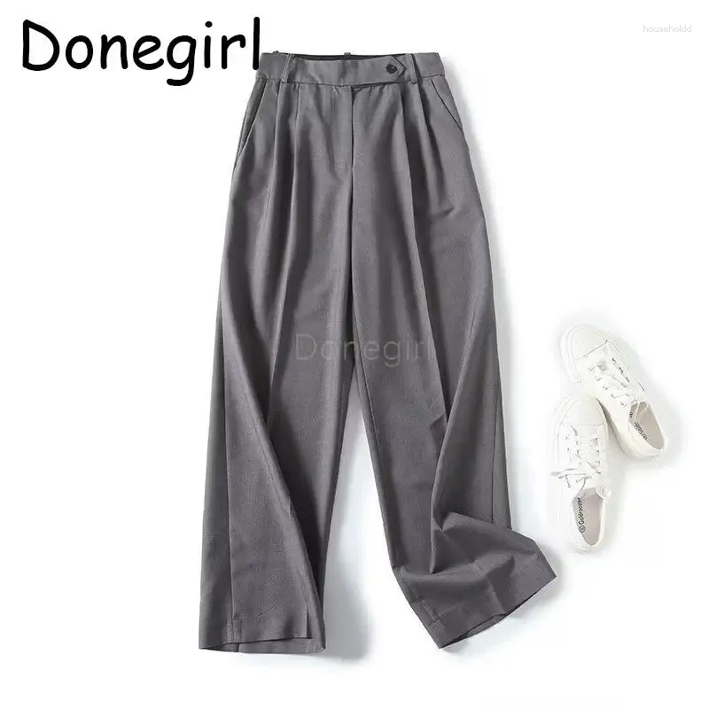 Calças femininas Donegirl 2024 Outono Inverno Mulheres Sólidas Cintura Alta Calças Simples Casual Versátil Solto Blazer Pant Feminino Chic