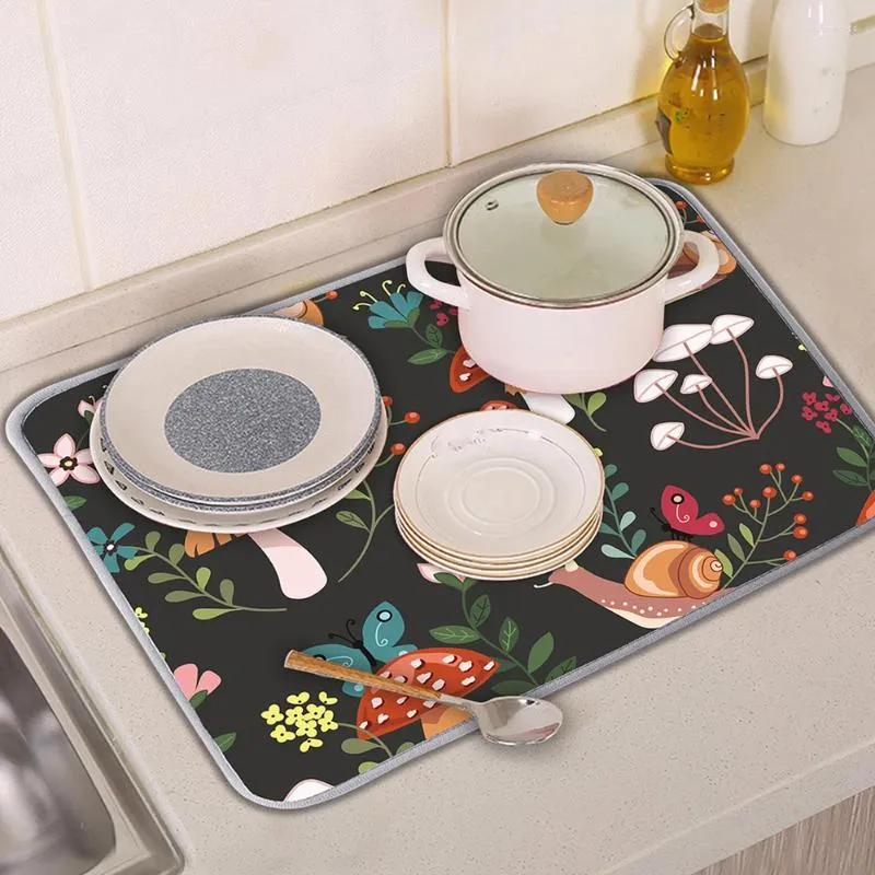 Placemats Ademend Kussen Schoteldroogmat Bospatroon Keuken Absorberend Microvezel Vierkant Servies Placemat Accessoires