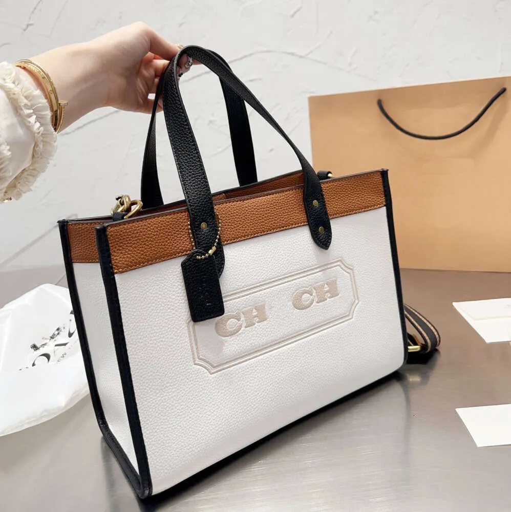 High grade Tote Designer Handbag Canvas Lichee White Field Bags genuine leather Womens Big Shoulder Women Crossbody Luxury