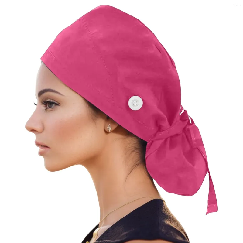 Casquettes de boule unisexe chapeau anti-poussière avec bouton médecins salle d'opération casquette de travail établissement de beauté vétérinaire gommages coton