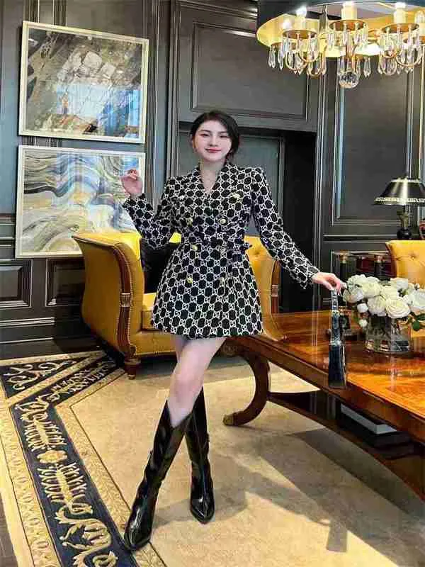 Designer Women's Jackets Autumn New Light Luxury and High end Feeling, Slim Small, Goddess Style, Printed Dress 6QCB