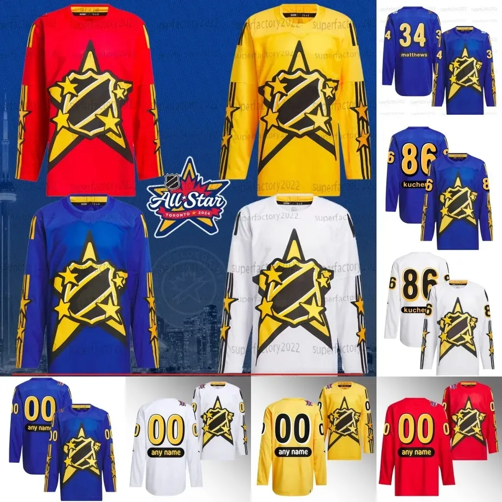 34 Auston Matthews 2024 All-Star Game Hockey Jersey Mathew Barzal Igor Shesterkin Bedard Jack Hughes Connor McDavid Alex Debrincat Frank Vatrano