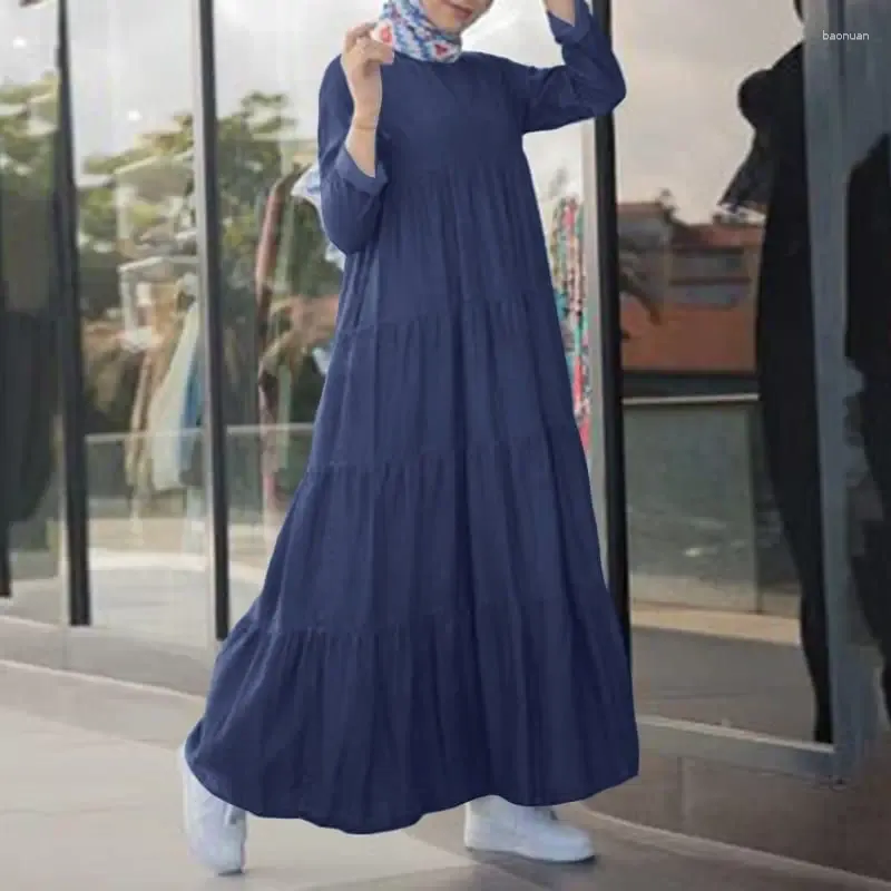 Ethnic Clothing Casual Muslim Dress Women Solid Eid Abaya Big Swing Dubai Turkey Ramadan Hijab Robe Kimono Islam Fashion