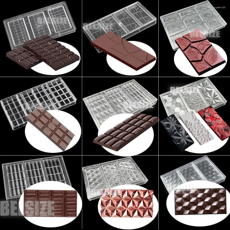 Backwerkzeuge 15 Stile Schokoladenriegelformen Polycarbonat Süßigkeiten Süßwaren Bonbons