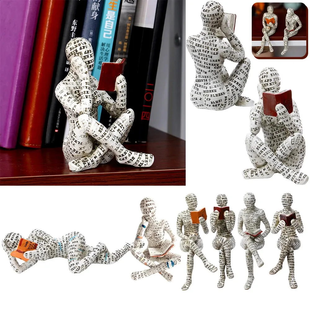 Reading Woman Figurine Library Bookhelf Ornament Pulp Sculptural for Home Decoration Room Book Shelf Decor Desktop Harts Statue 240122