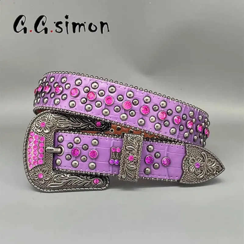 Punk Rock Coloré Strass Ceinture Clouté Western Bling Ceintures Y2K pour Femmes Hommes Cowgirl Cowboy avec Diamant Ceinture Femme 240122