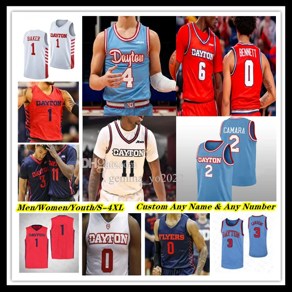 Custom Ncaa Dayton FLYER Баскетбольная майка колледжа Дарон Холмс II Нейт Сантос Коби Бреа Элвис Джавон Беннетт Енох Чикс Исаак Джек Оби Топпин Зими Нвокеджи 4XL