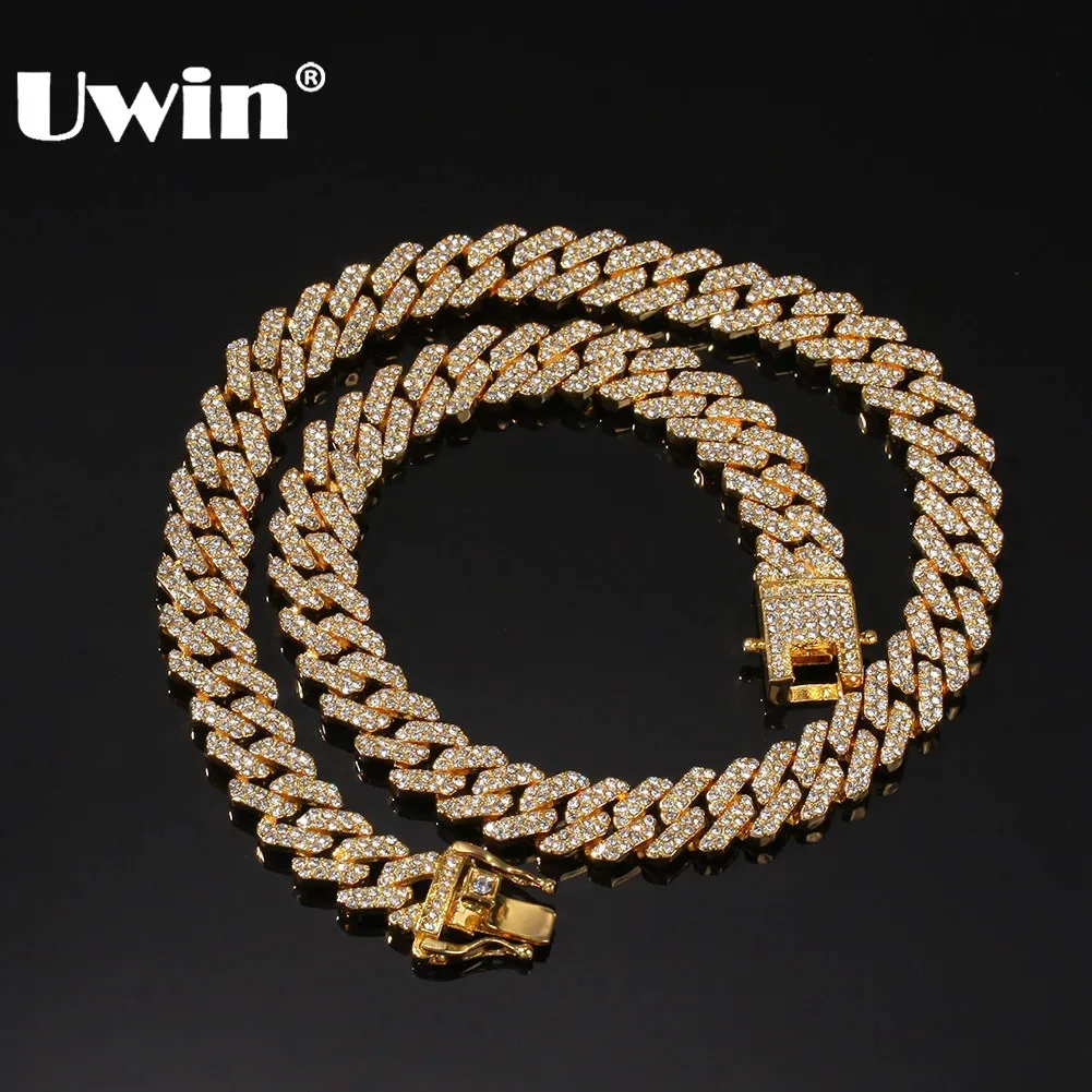 UWIN Micro pavé 12mm SLink Miami colliers cubains Hiphop hommes strass glacés bijoux de mode goutte 240125