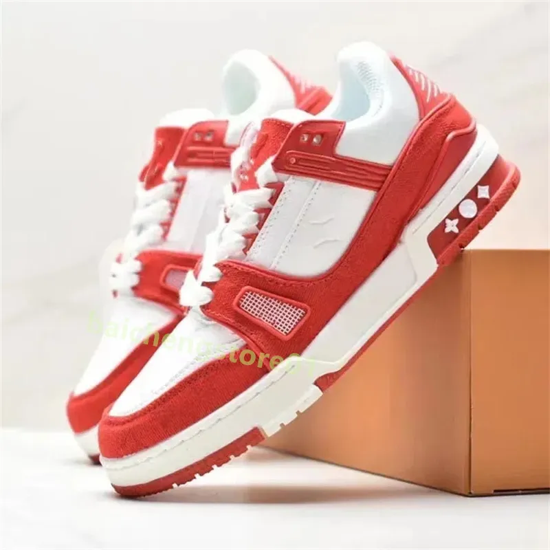 2024 nieuwe Hot afdrukken Luxe sneakers heren casual schoenen liefhebbers grijs oranje rood trainingsschoen Witte trainer wild low-top skate platform klassiek 36-45 L41