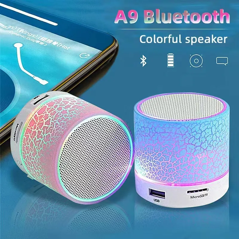 جديد Mini Portable Car Audio A9 مبهر LED LED LID لاسلكي بلوتوث 4.1 مكبر صوت SPECTER