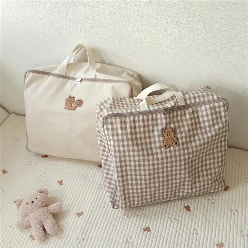 Mignon ours enfants sac à bagages maternelle enfant couette sacs de rangement maman sac bébé trucs toile sac à main organisateur étanche 240129