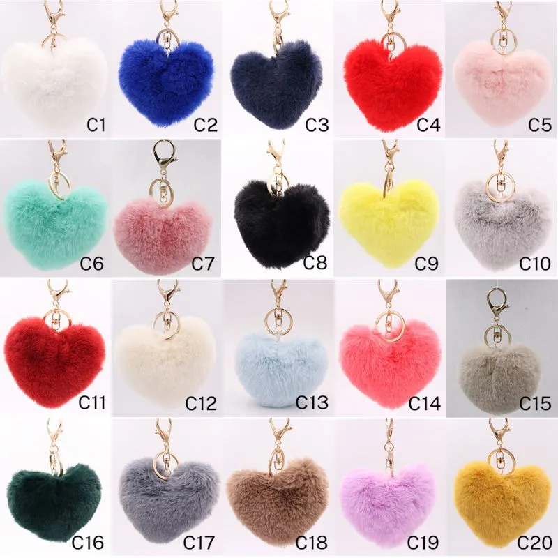 Moda Rosso Amore A Forma di Cuore Peluche Portachiavi Coppia Imitazione Lontra Coniglio Palla Per Capelli Borsa Ciondolo Auto Cordini Ciondolo All'ingrosso