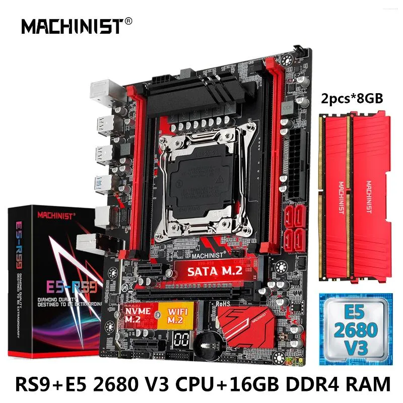 マザーボードマシニストRS9 X99マザーボードコンボLGA 2011-3 Xeon Kit E5 2680 V3 CPU DDR4 16GB RAM 2666MHZ NVME/SATA M.2 USB 3.0 4