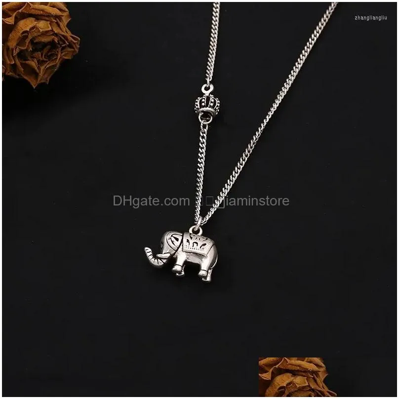 Hänge halsband kvinnor retro sier färg personlighet elefant hipster halsband mode trend gata stil smycken xl1165 droppe delive otdq9