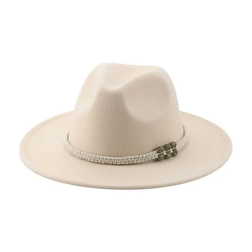 Beanie Skull Caps Winter Hats for Women Autumn Hat Fedora Felted Man Hat Panama Casual Vintage Western Cowboy Chain Wide Brim 62m 280R
