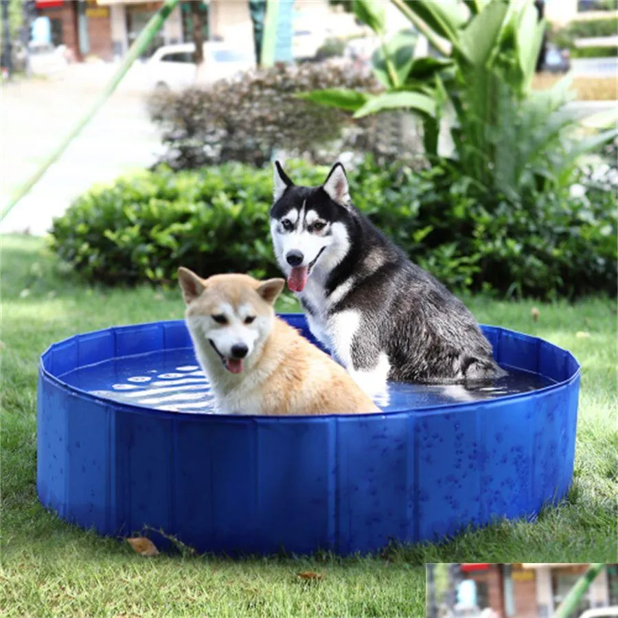 Dog Carrier Summer Pet Swimming Pool Bath For Puppy Washing Portable Pvc Outdoor Durable Bathing Tub Kid Large 2022 Drop Delivery Ho Dhbza