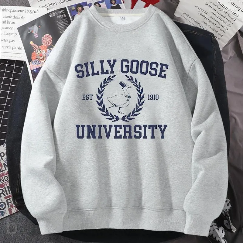 Sweats à capuche pour femmes Silly Goose University Crewneck Sweatshirt Femmes Hommes Funny Graphic Pull Sweatshirts Harajuku Manches longues Esthétique