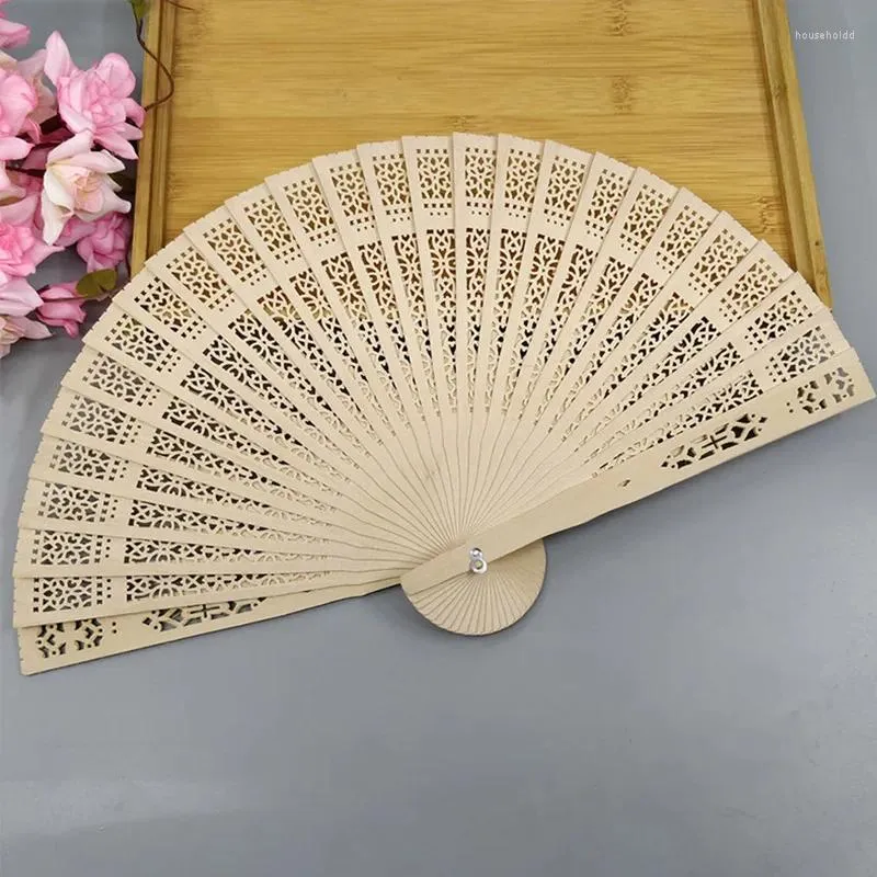 Decorative Figurines Vintage Chinese Style Folding Fans Hollow Carved Bamboo Hand Fan Wedding Party Classical Dance Props Home Decor Crafts
