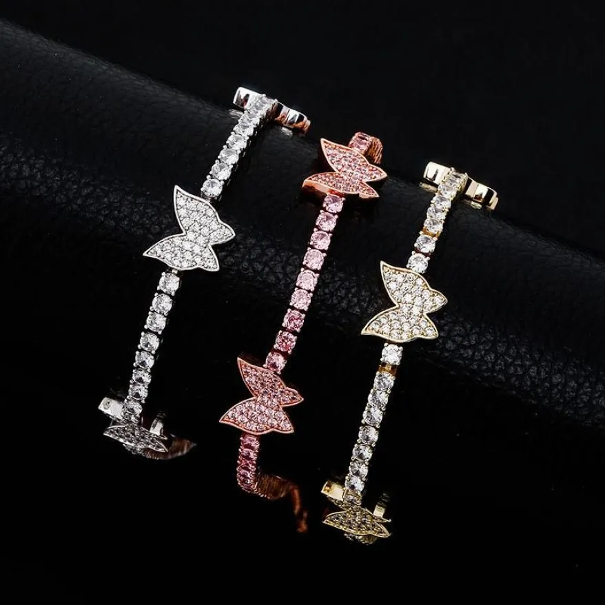 Go Party Pink Pink Small Butterfly Prendant Canle Stail Skle Bracelet Diamond Canle for Women324i