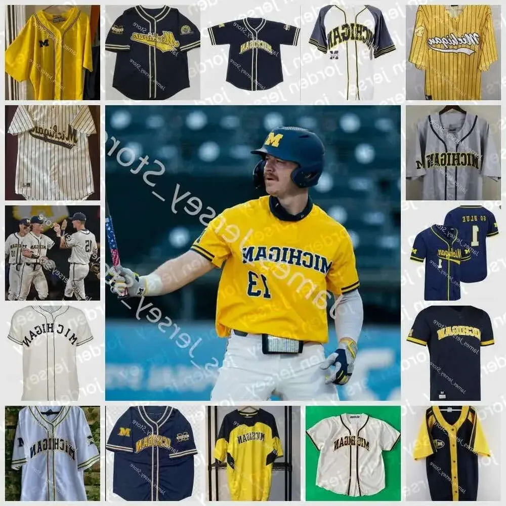 Носит бейсбольную майку NCAA NEW College Custom сшитую Michigan Wolverines JAYLEN JONES 28 KEATON CARATTINI JACK WHITE TYLER FUL High