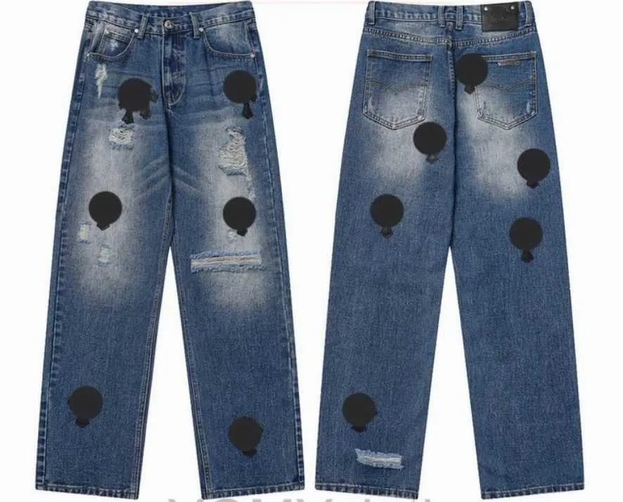 Nouveau Designer de jeans pour hommes font un vieux pantalon droit chromé délavé Lettres imprimées Style long Coeurs Violet Chromees D74c TXWR TXWR 78R7