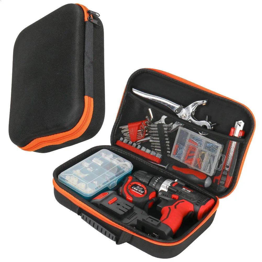 Sac à outils pour perceuse électrique, organisateur de matériel, tournevis polyvalent, sac à main antichoc, mallette de transport d'outils 240123