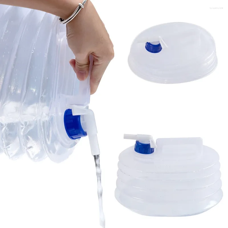 Su Şişeleri 3L/5L/10L/15L Katlanabilir Jug Açık Kamp Balıkçılık Katlanabilir Çanta Plastik Yeniden Kullanılabilir Araba Konteyneri musluk ile