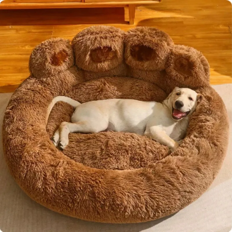 Pet Dog Sofa Beds Warm Large Dog Bed Cute Bear Paw Shape Mat Pets Kennel Washable Plush Basket Puppy Cats Supplies Wholesale 240123