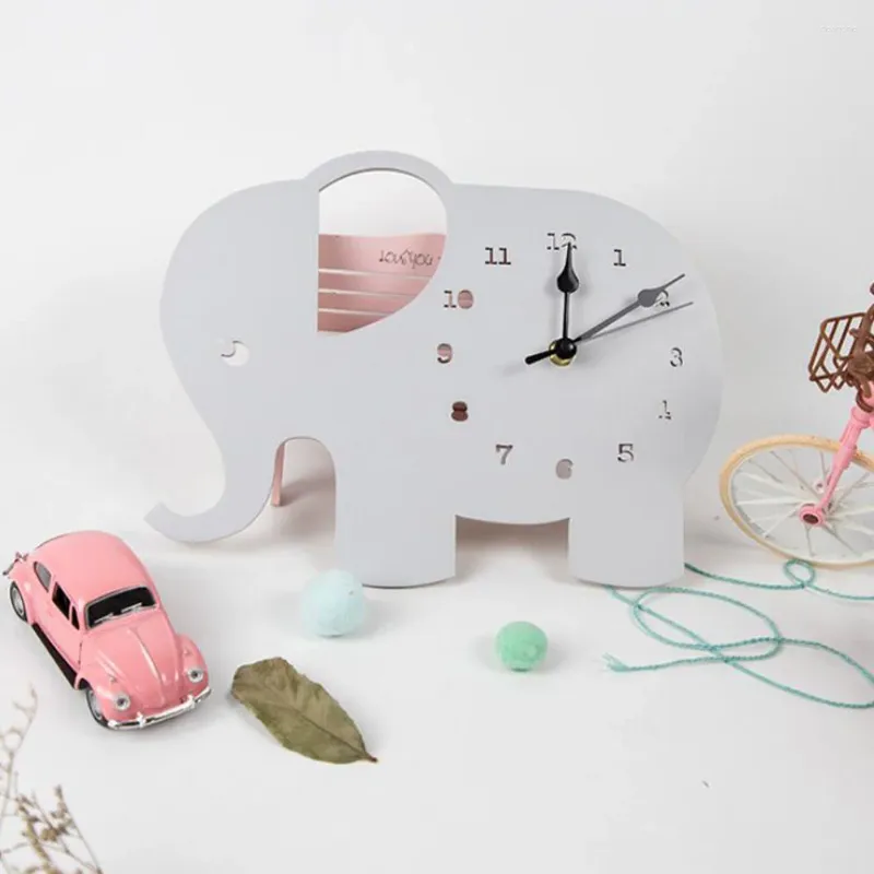 Wandklokken Kinderkamer Hangklok Cartoon Vorm Mute Olifant Vormige Decoratieve Pography Props