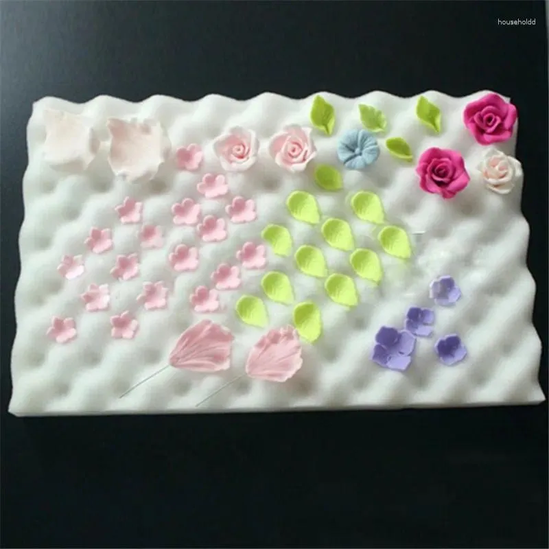 Baking Moulds 2pcs Cake Fondant Sugar Flower Sponge Mats Tool Mold Mat Shaping Pad Paste Bakeware Foam Drying Pads