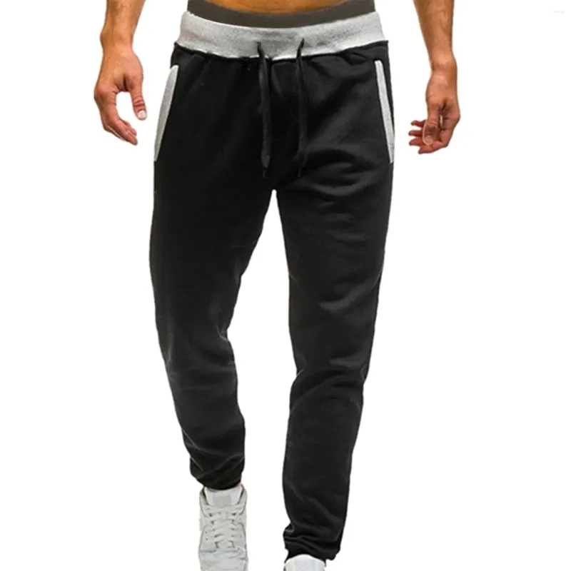 Herrbyxor mitt i midjan solid manlig casual jogging sportbyxor elastiska slacks fickor snörning spöke andlig ropa hombre