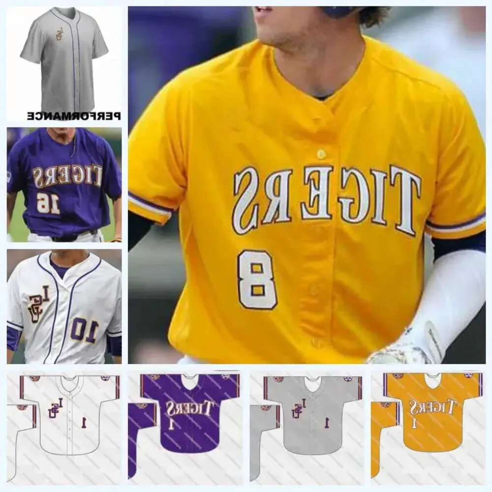 Tigers LSU 8 Alex Bregman 10 Eric Walker 18 Austin Bain 43 Todd Peterson NCAA College Baseball Jersey podwójna nazwa Num High 1