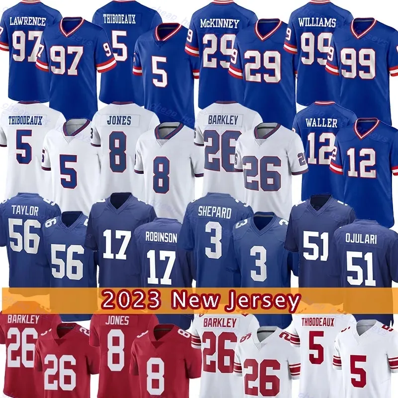 26 Saquon Barkley Daniel Jones Evan Neal Camisas de futebol DeVito Kayvon Thibodeaux Wan'Dale Robinson Darren Waller Dexter Lawrence Lawrence Taylor Deonte Banks