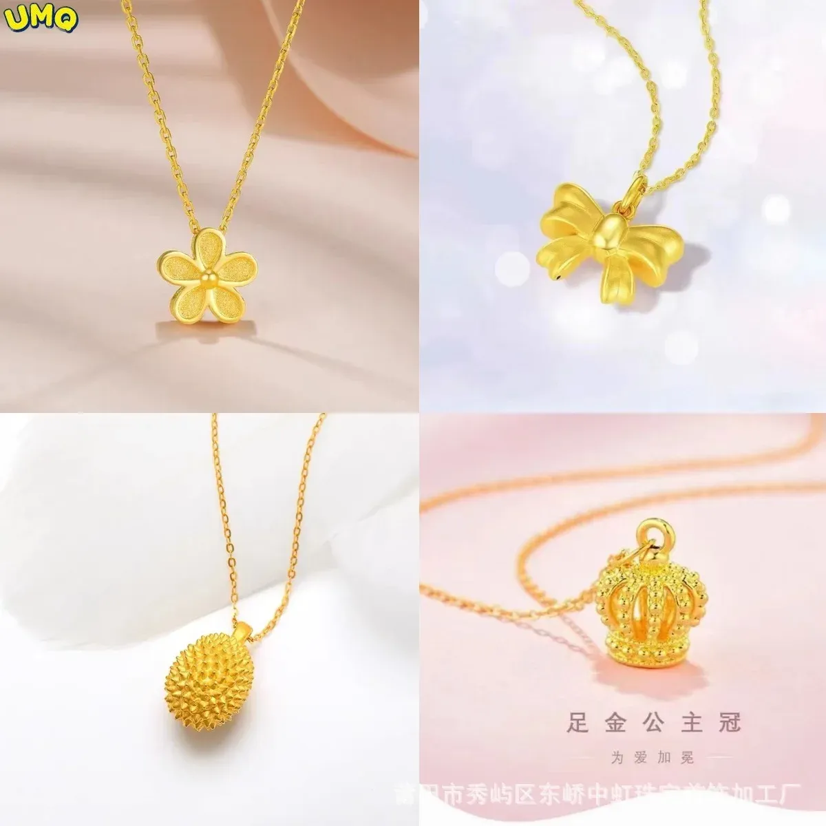 Pendants UMQ Simulation 999 Real Gold 24k Moon Rabit Pendant Collier mignon cadeau exquis cadeau d'anniversaire doux pour femme