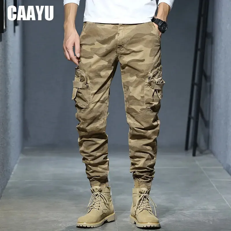 Caayu Joggers Cargo Pants Men Casual Hiphop Multocket Male Male Sweatpants Streetwear Tactical Track Khakicamouflage Pants 240124