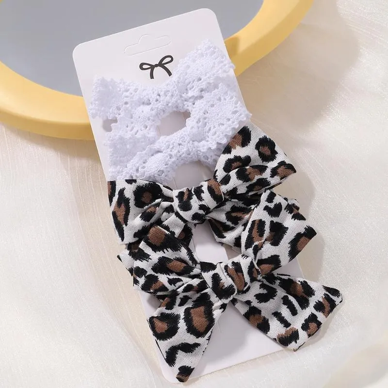 Accessori per capelli 4 pezzi/set clip per neonate forcine leopardate per bambini mollette dolci fiocchi adorabili bambini carini