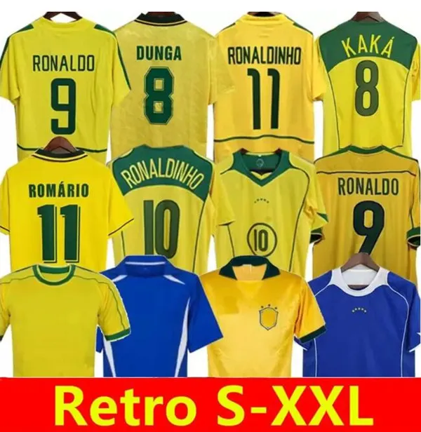 Brasil Retro Futbol Formaları Ronaldo 1957 85 88 91 93 94 98 00 02 04 06 12 Ronaldinho Kaka R. Carlos Camisa de Futebol Brazils Futbol Gömlek Rivaldo Klasik Vintage Jersey