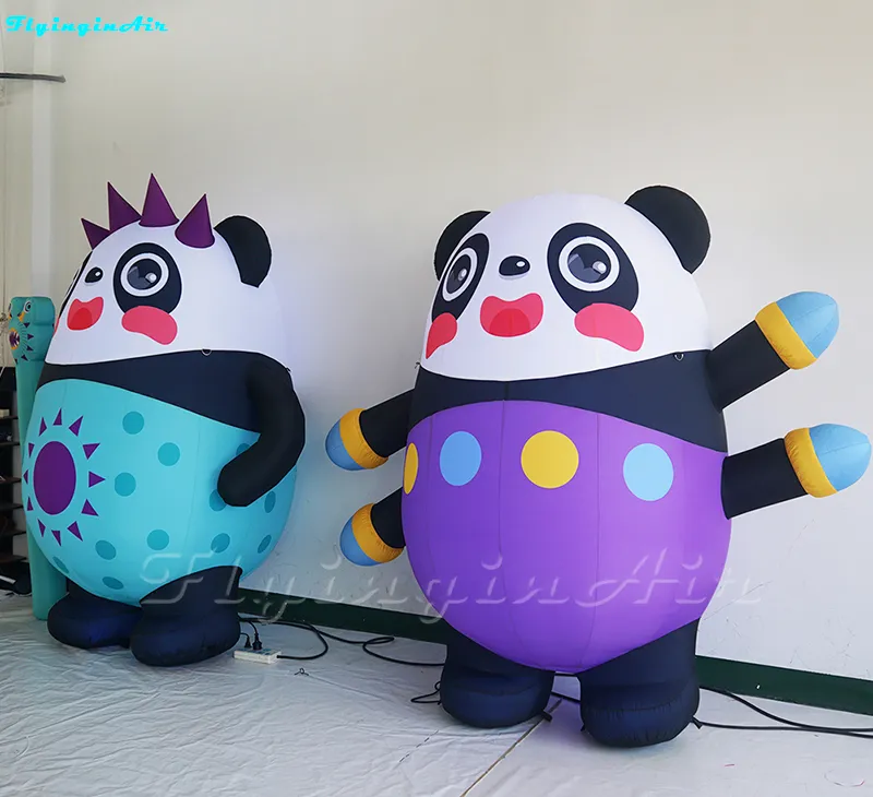 Al por mayor 1.8m de 6 pies Publicidad Inflable Panda Warrior Custom Cartoon Animal Mascot adorable Panda para jardín y decoración de patio 001