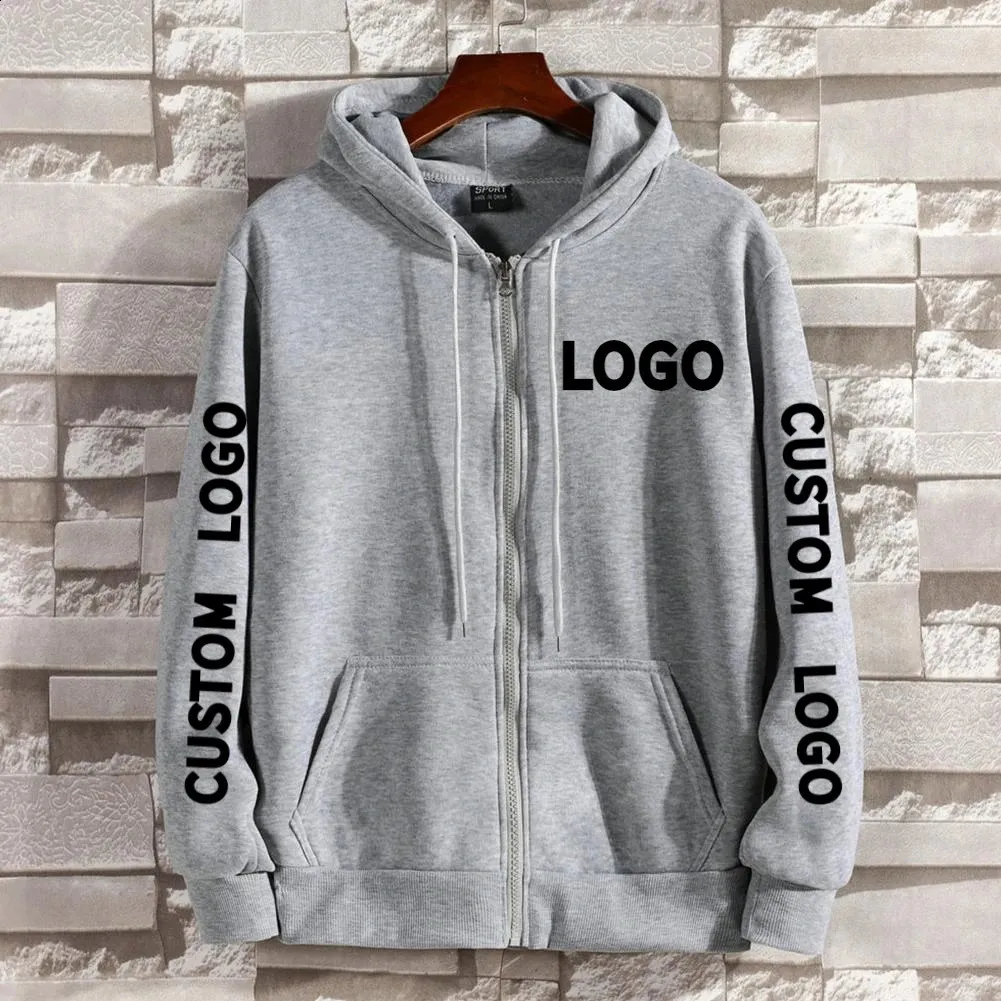 Anpassade tröjor män kvinnor blixtlås huva vårens höst långärmade fickan harajuku casual par älskare hoodies s-4xl 240119