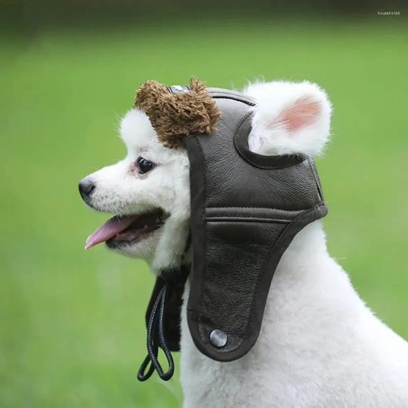 Hundkläder valp vinter hatt pu läder kashmir bekväm cool stil rolig cosplay husdjur julklapp