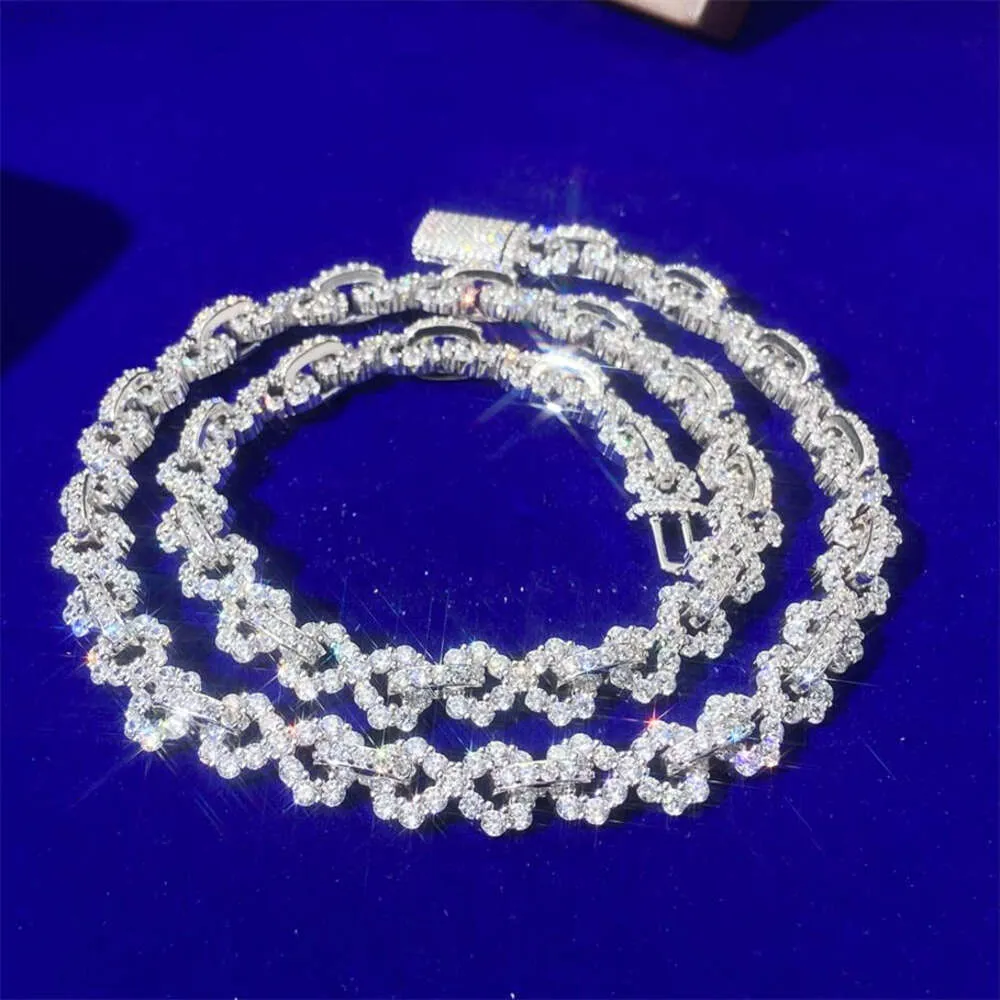 Hurtowa biżuteria hiphopowa lodowana okrągła kształt S925 Moissanite 8 mm Infinity Link Łańcuch dla mężczyzn