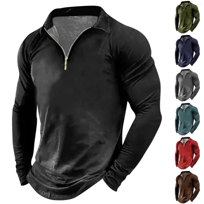 Camisetas para Hombre Camiseta De manga larga moda Casual Color sólido a juego temperamento De alta calidad Ropa De Hombre