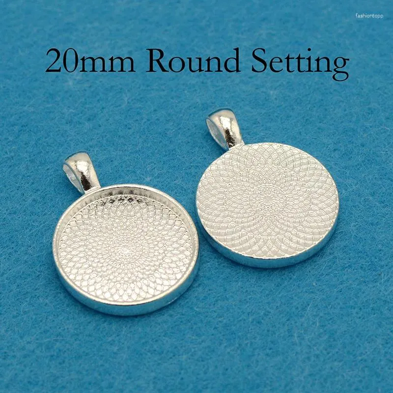 Colliers pendentifs 100 pièces 20mm plateau rond cabochon réglage lunette vierges pour la fabrication de bijoux