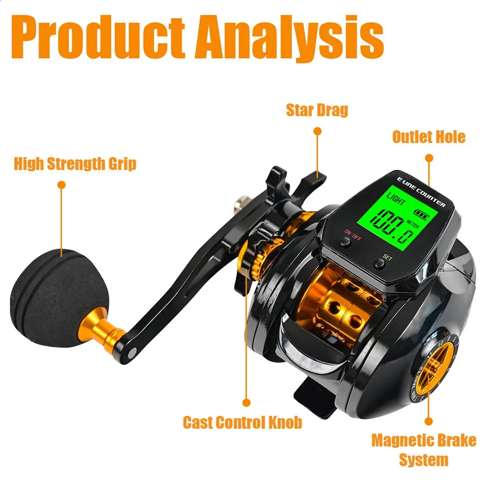 Solar Fishing Baitcasting Reel with Line Counter High Gear Ratio Bite Alarm